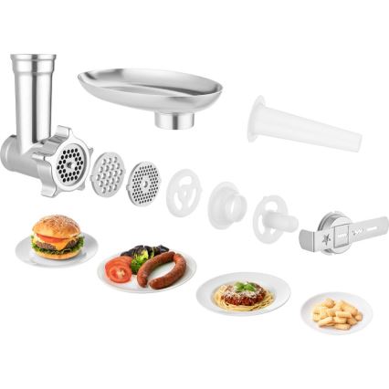 Sencor - Multifunkciós konyhai robotgép rozsdamentes acél tálral 1500W/230V matt króm