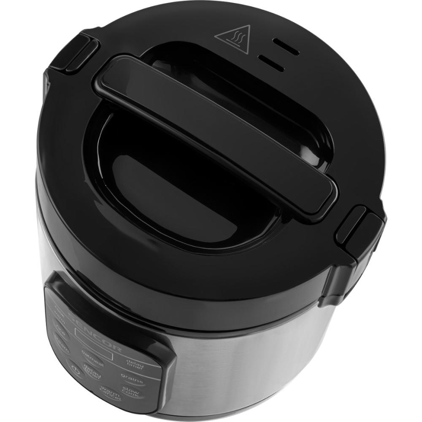 Sencor - Multifunkciós rizsfőző 350 W/230 V 0,6 l rozsdamentes acél/fekete