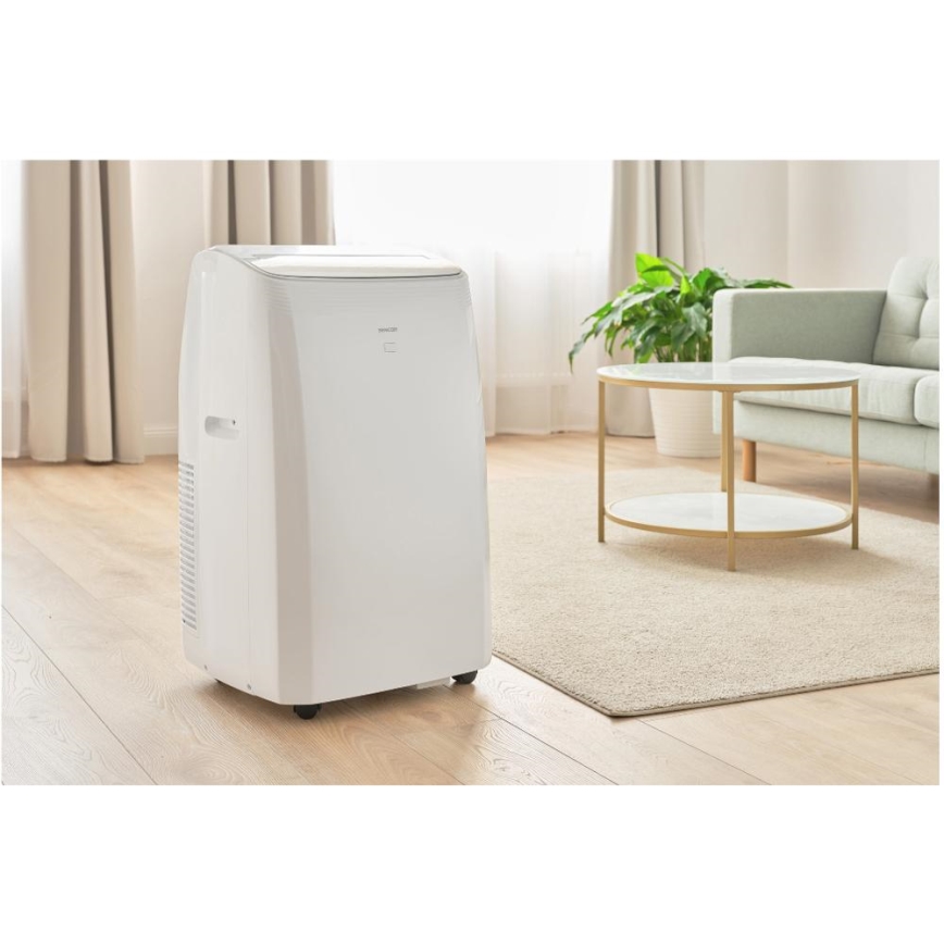 Sencor - Okos, mobil klímaberendezés 5 az 1-ben, teljes tartozékkészlettel, 733 W/230 V, 9000 BTU, Wi-Fi, fehér + távirányító