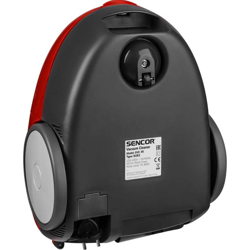 Sencor - Porzsákos porszívó 1,5 l, 850 W/230 V, piros/fekete