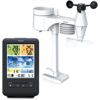 Sencor - Professzionális időjárás-állomás színes LCD kijelzővel 1xCR2032 + 3xAA Wi-Fi