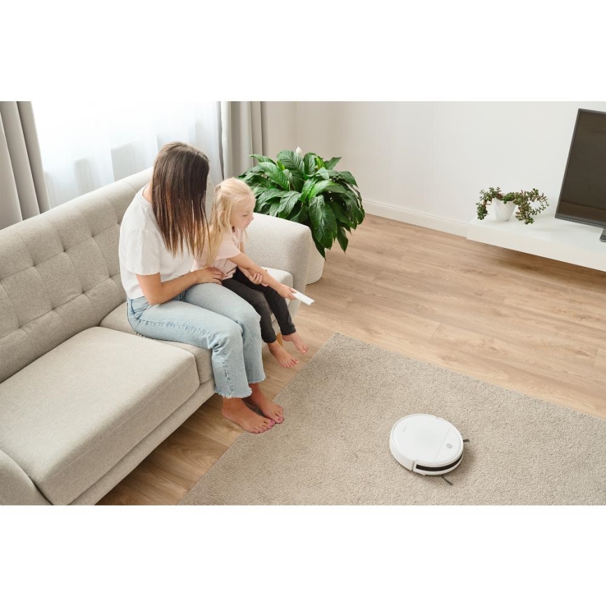 Sencor - Robotporszívó felmosóval 2in1 18W/1500 mAh fehér + távirányítás