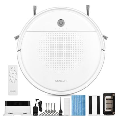 Sencor - Robotporszívó felmosóval 2in1 18W/1500 mAh fehér + távirányítás