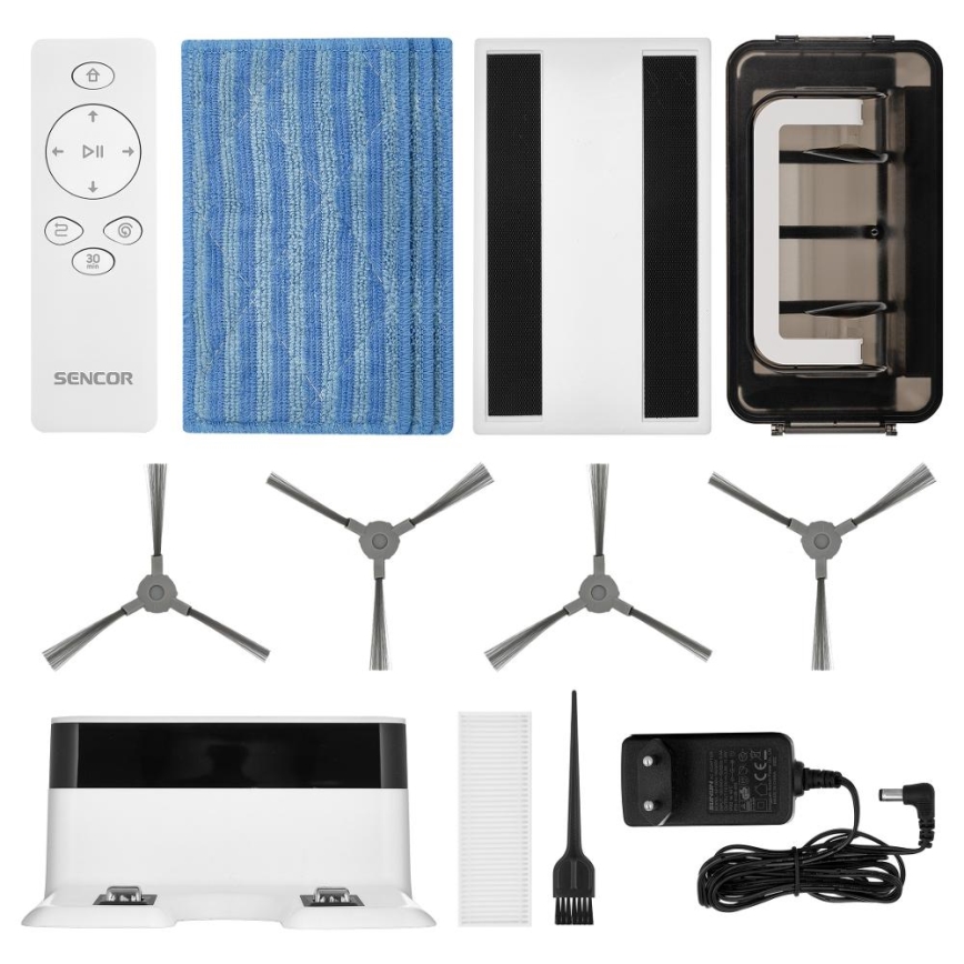 Sencor - Robotporszívó felmosóval 2in1 18W/1500 mAh fehér + távirányítás