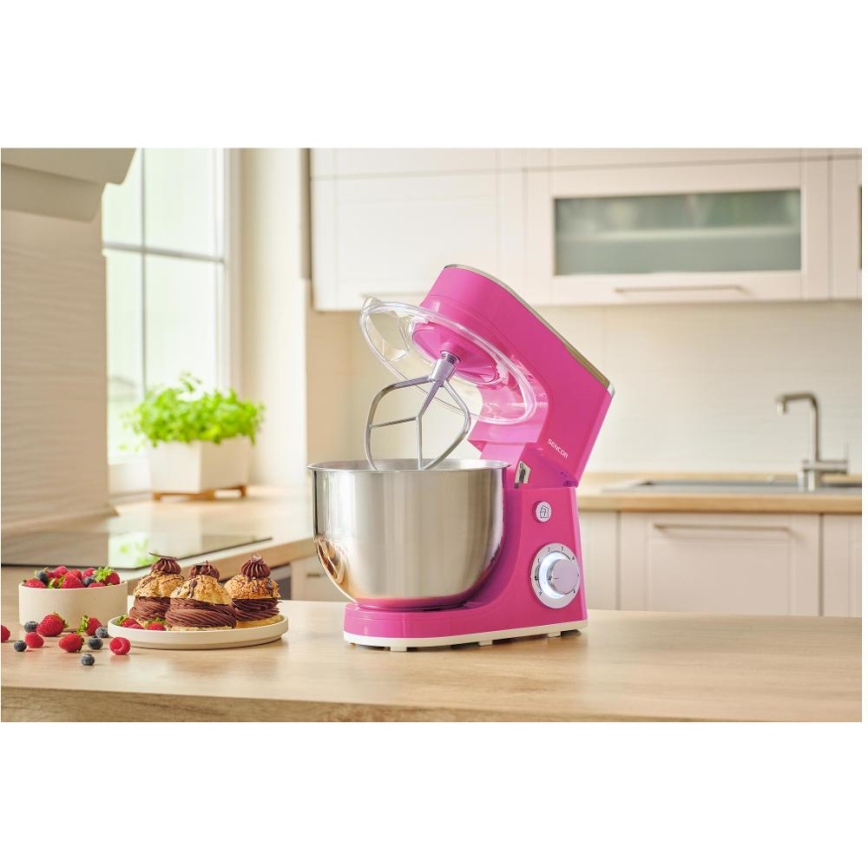 Sencor - Rozsdamentes acéltálas konyhai robotgép 1300W/230V, rózsaszín