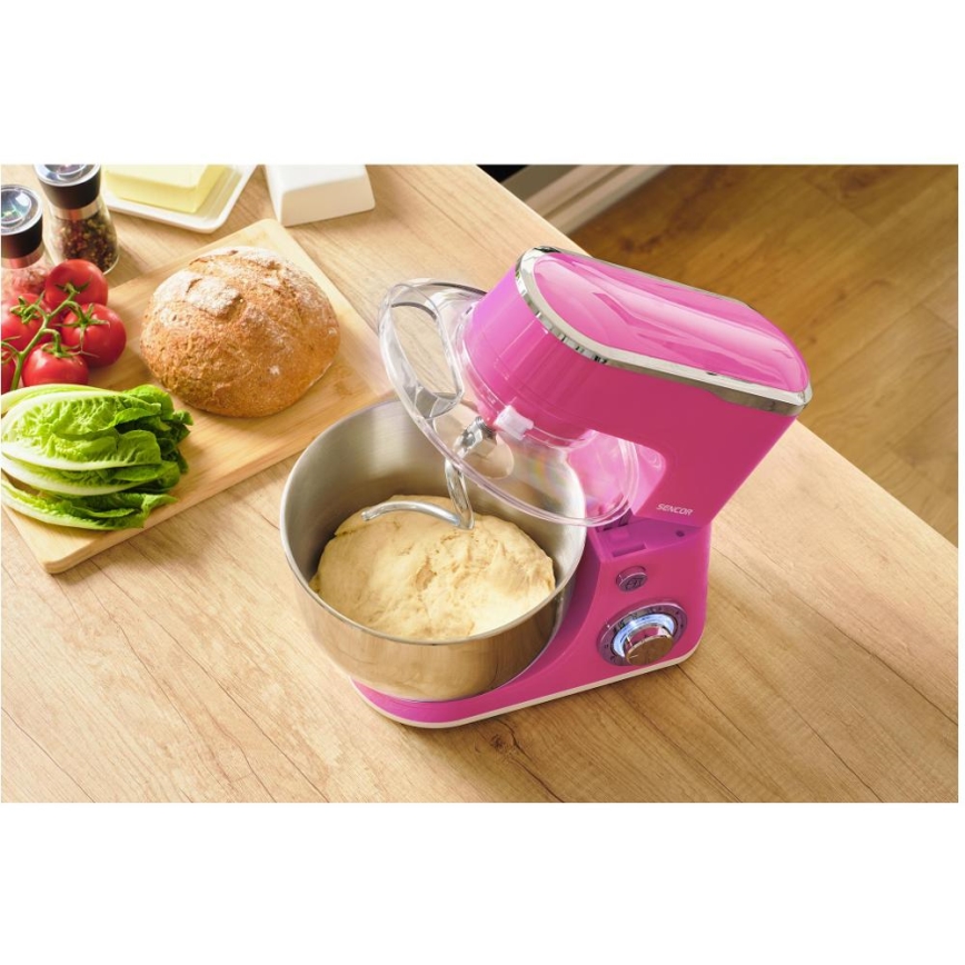 Sencor - Rozsdamentes acéltálas konyhai robotgép 1300W/230V, rózsaszín