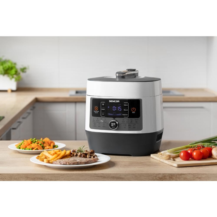 Sencor - Többfunkciós elektromos gyorsfőző 5,5 l 1000W/230V fehér/fekete