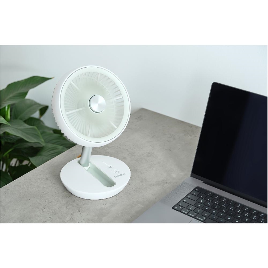 Sencor - Újratölthető asztali ventilátor 5W/5V 4000 mAh fehér