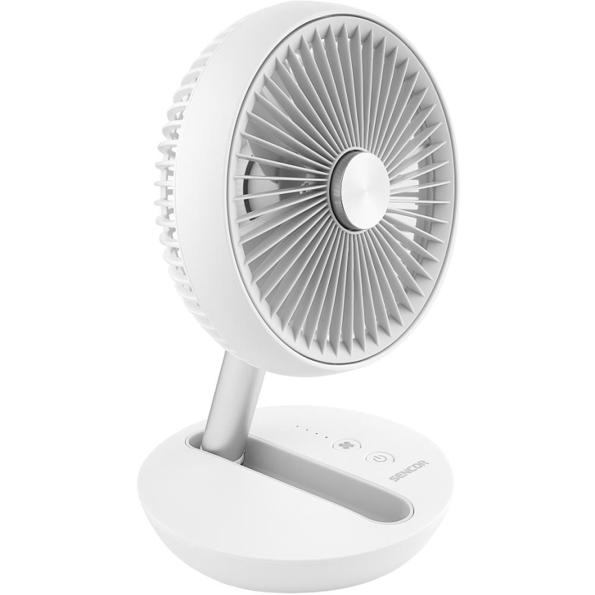 Sencor - Újratölthető asztali ventilátor 5W/5V 4000 mAh fehér