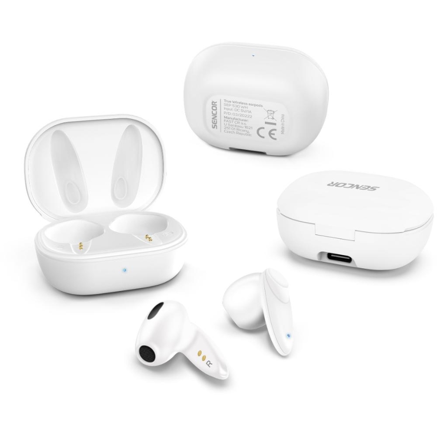 Sencor - Vezeték nélküli fejhallgató 230 mAh + 2x 25 mAh IPX4 fehér