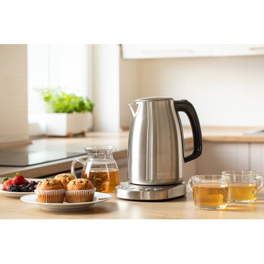 Sencor - Vízforraló hőszabályozással 1,7 l 2200W/230V rozsdamentes acél