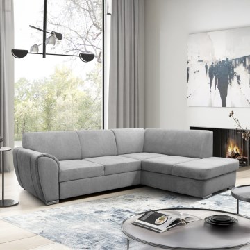 SERPA jobb oldali, kihúzható L-alakú sarokkanapé tárolóval, szürke