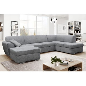 SERPA U-alakú, kihúzható, jobb oldali sarokgarnitúra tárolóval, szürke