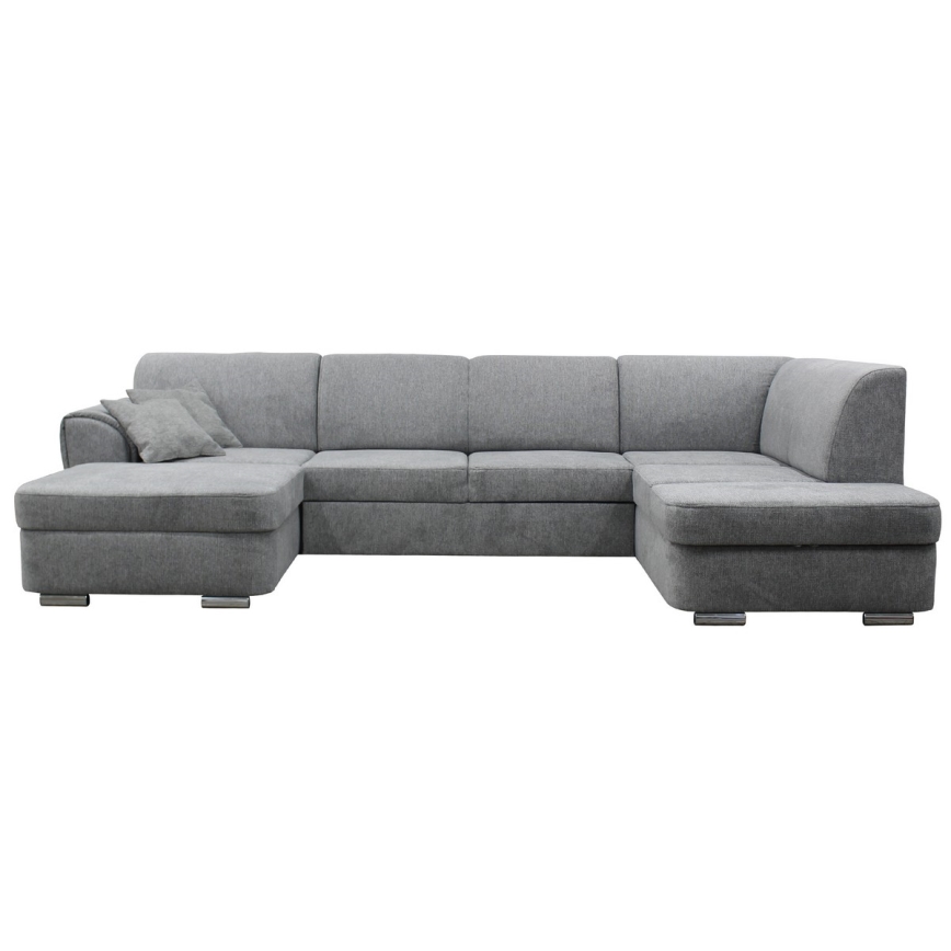 SERPA U-alakú, kihúzható, jobb oldali sarokgarnitúra tárolóval, szürke