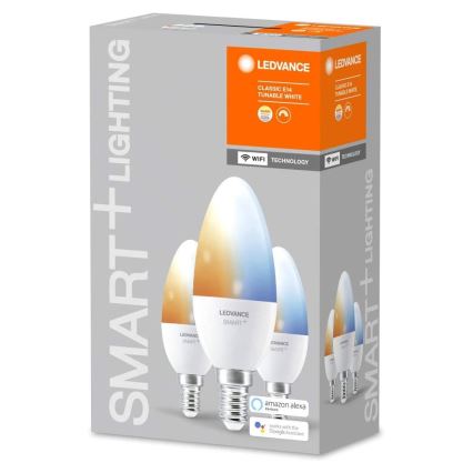 SET 3x LED fényerő-szabályozós izzó SMART + E14 / 5W / 230V 2700K-6500K - Ledvance