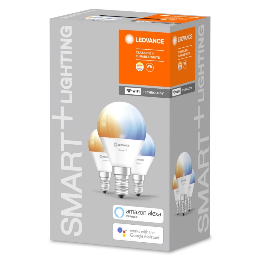 SET 3x LED fényerő-szabályozós izzó SMART+ E14/5W/230V 2700K-6500K Wi-Fi - Ledvance