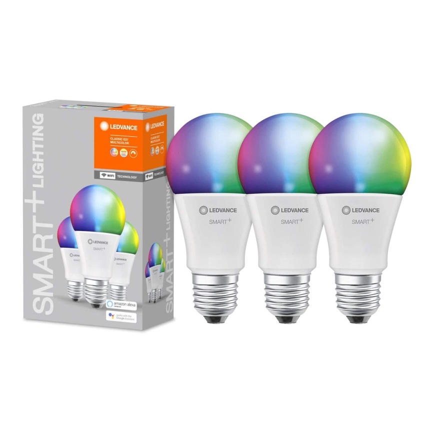 SET 3x LED RGBW Dimmelhető izzó SMART+ E27/9,5W/230V 2700K-6500K Wi-Fi - Ledvance