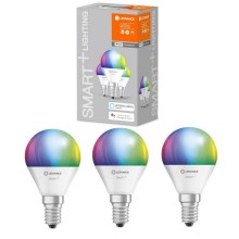 SET 3x LED RGBW szabályozható izzó SMART + E14 / 5W / 230V 2700K-6500K - Ledvance