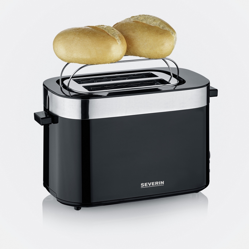 Severin AT 9264 - Kétlyukas kenyérpirító, 800W/230V, rozsdamentes acél/fekete