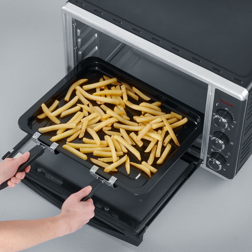 Severin TO 2058 - Forrólevegős sütő grillfunkcióval és pizzakővel, 1800 W/230 V, 42 l, fekete