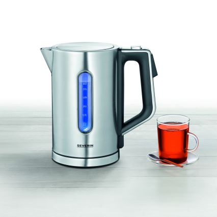 Severin WK 3418 - elektromos vízforraló 1,7 l, 3000 W/230 V, rozsdamentes acél/fekete