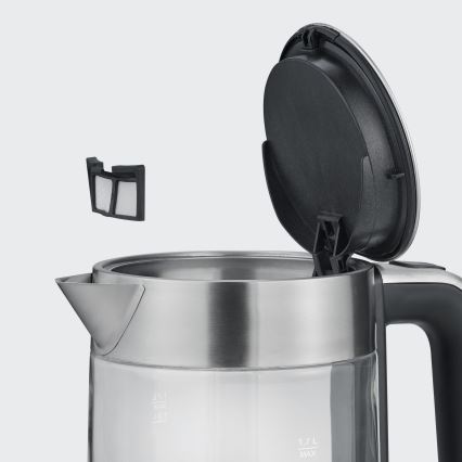 Severin WK 3420 - elektromos vízforraló 1,7 l, 2200 W/230 V, rozsdamentes acél/üveg