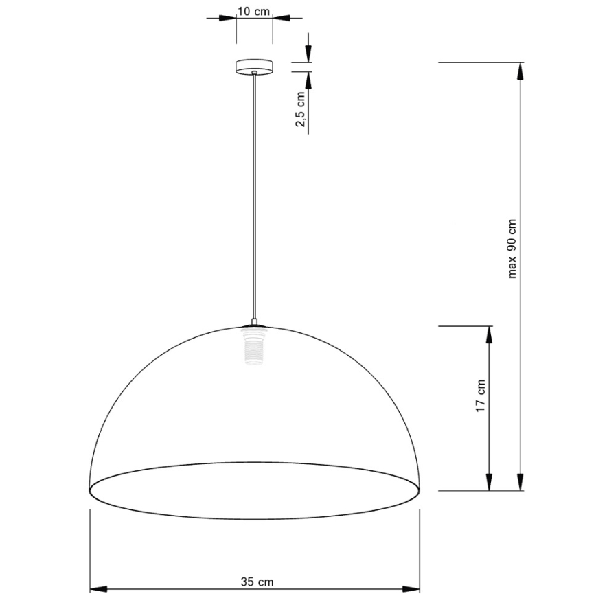 Függeszték kábellel SFERA 1xE27/60W/230V átm. 35 cm fekete/réz