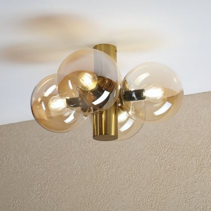 SFERIO mennyezeti lámpatest 4xE14/5W/230V sárgaréz/füstbézs