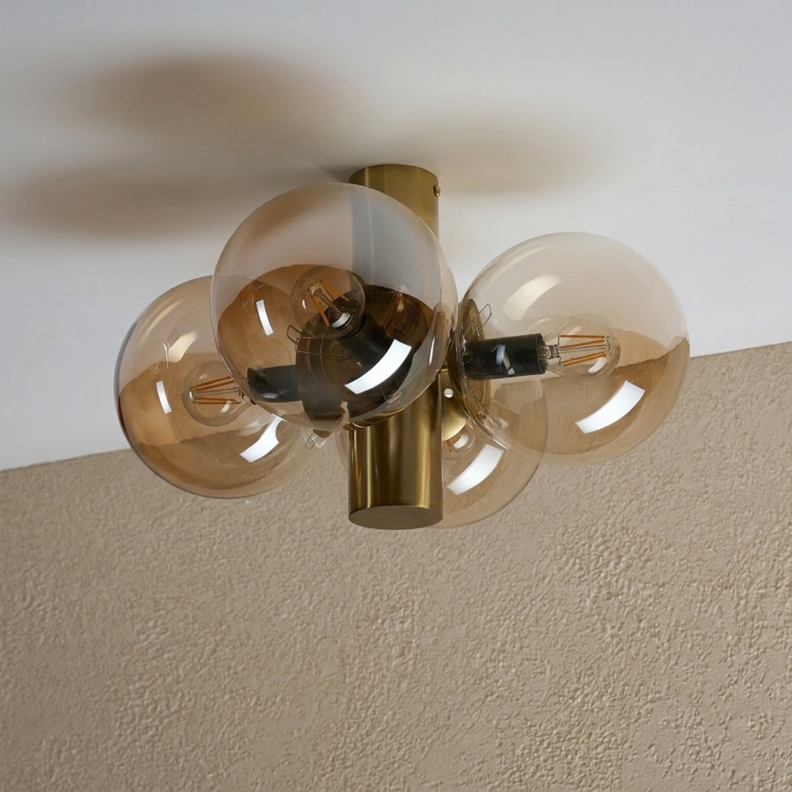 SFERIO mennyezeti lámpatest 4xE14/5W/230V sárgaréz/füstbézs