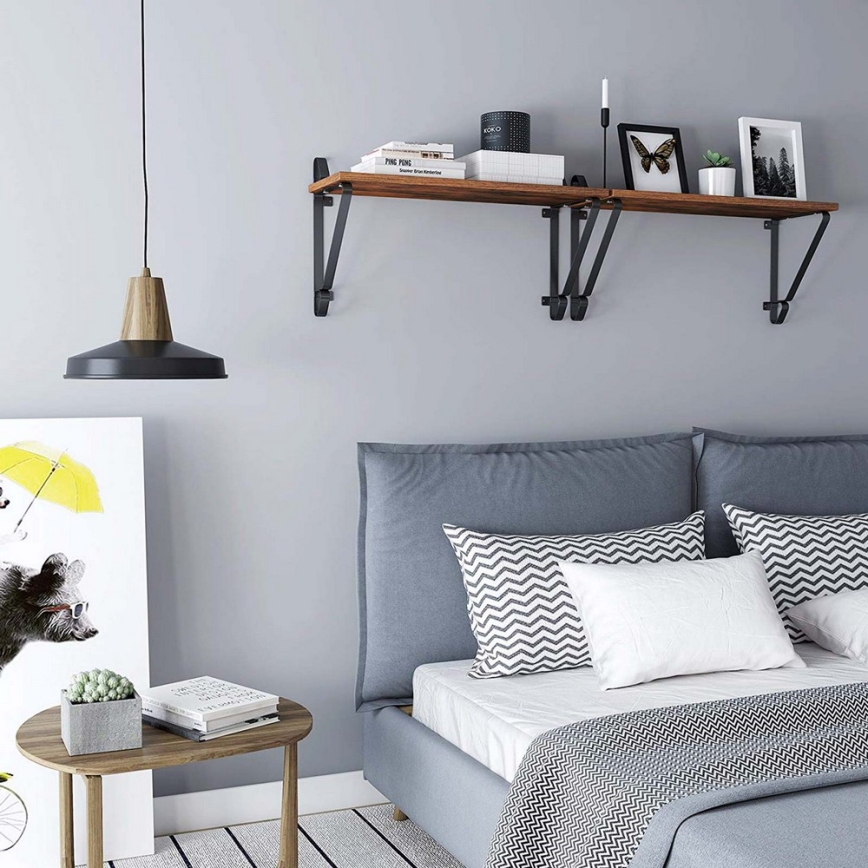 SHELFY 2 darabos fali polcszett, barna/fekete