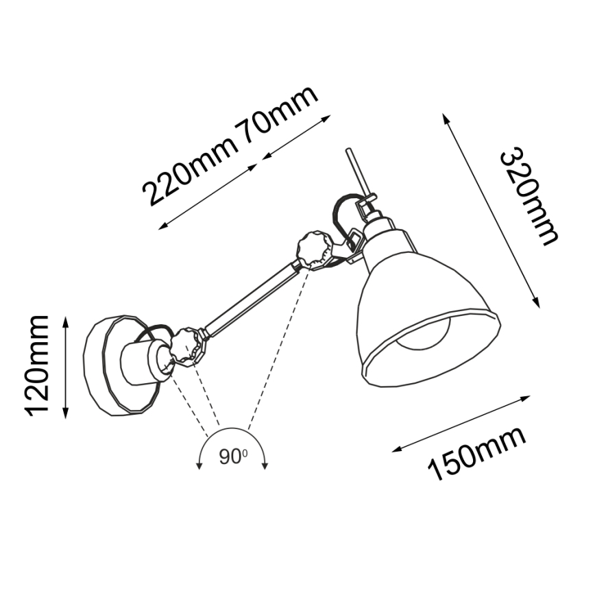 Shilo - Fali lámpa 1xE27/15W/230V fekete