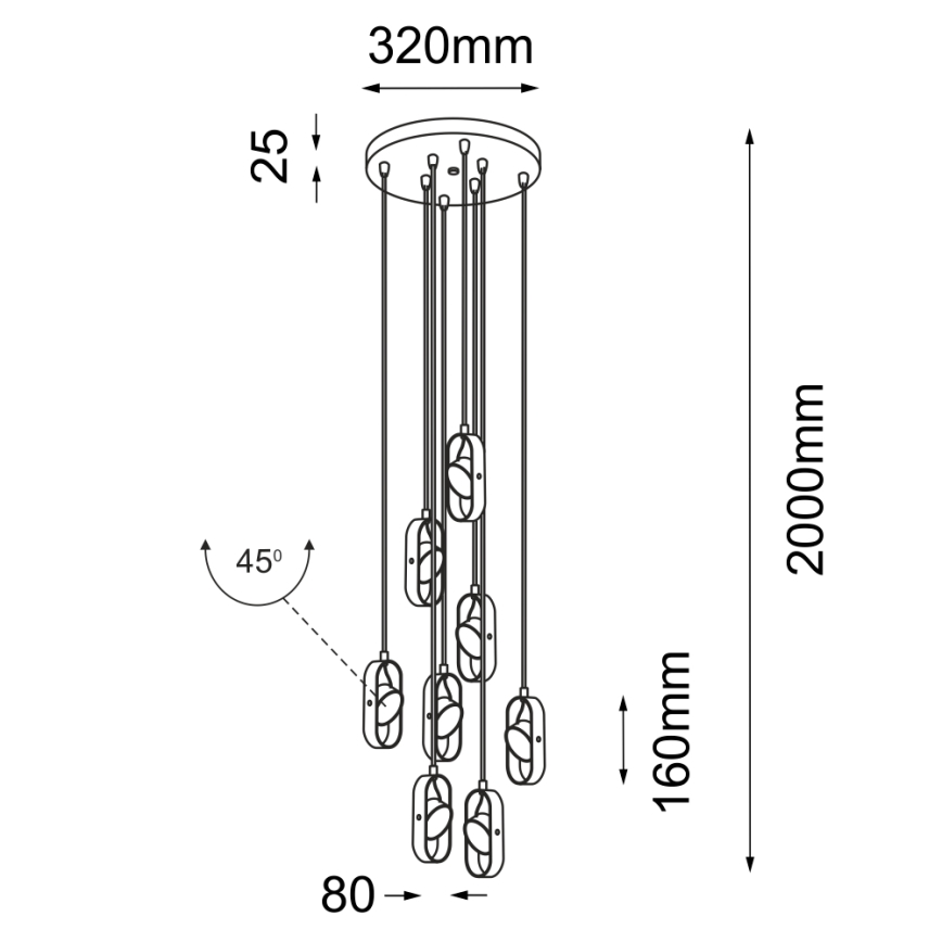 Shilo - LED csillár kábelre szerelve 8xLED/6W/230V CRI 90