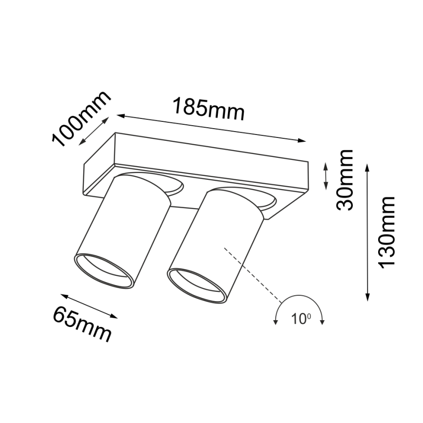 Shilo - Spotlámpa 2xGU10/15W/230V fekete