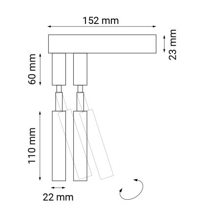 Shilo - Fali spotlámpa 2xG9/10W/230V fekete
