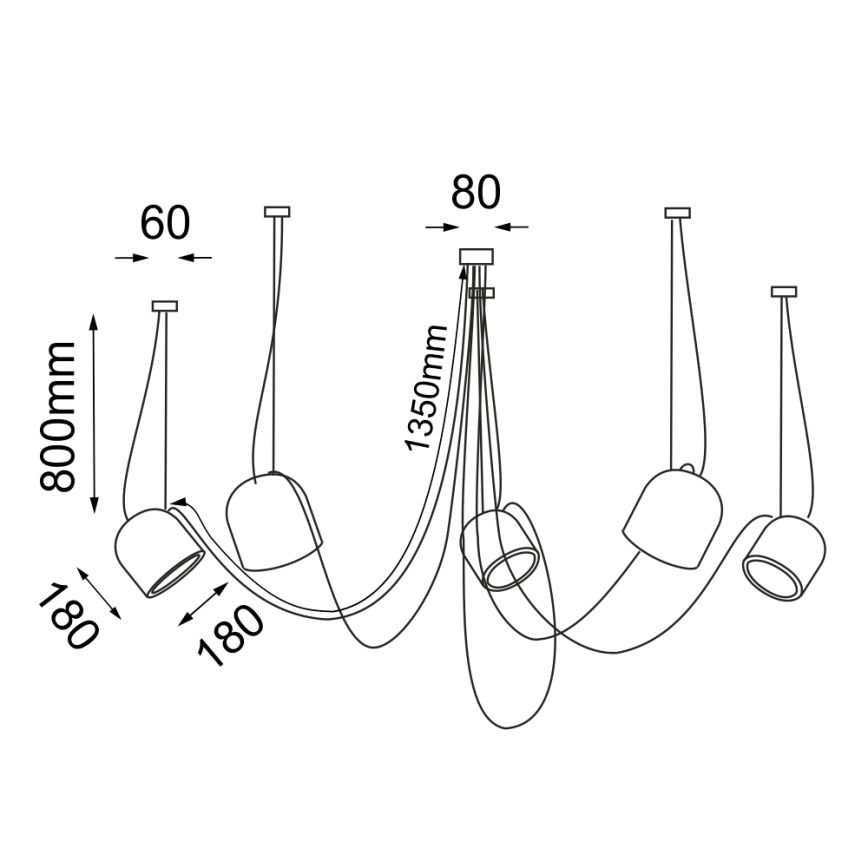 Shilo - Csillár zsinóron 5xE14/15W/230V pók fekete