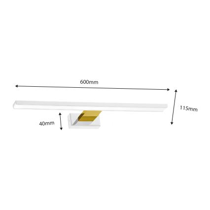 SHINE LED fürdőszobai tükörvilágítás, 13,8 W, 230 V, 60 cm, IP44, fehér/arany