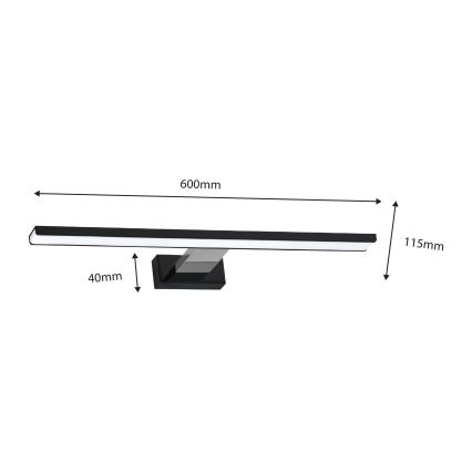 LED Fürdőszobai tükörvilágítás SHINE LED/13,8W/230V IP44 fekete/fényes króm