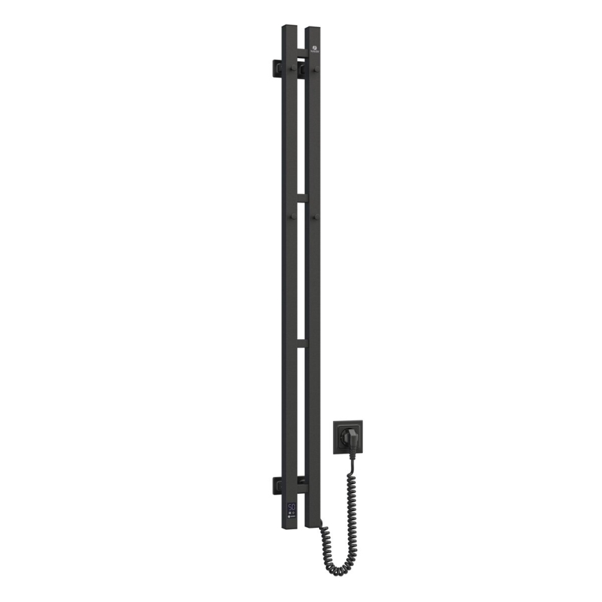 SILOUETTE 70W 120x9 cm termosztáttal ellátott elektromos törölközőszárító, fekete, jobb oldali