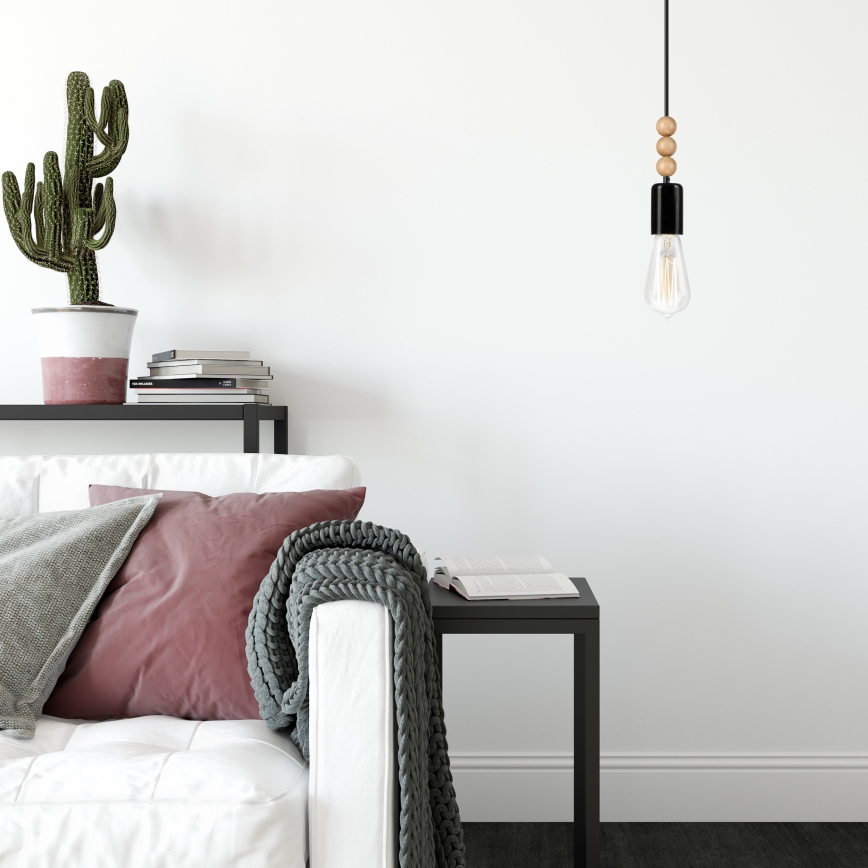 Függeszték kábelre SIMON 1xE27/60W/230V fekete/bükk