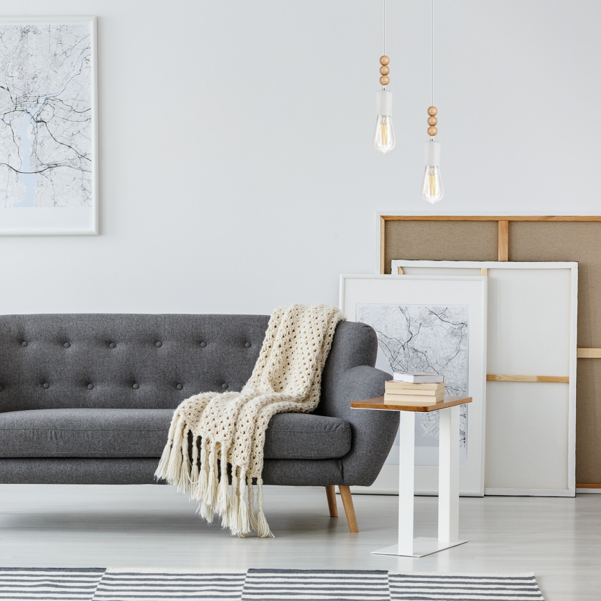 Simon függeszték kábellel 2xE27/60W/230V fehér/cseresznye