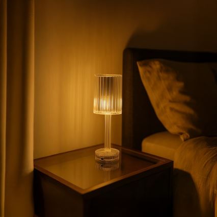 SIMPLE tölthető, érintésvezérelt LED asztali lámpa LED/1W/5V 2400 mAh 3000-6000K átlátszó