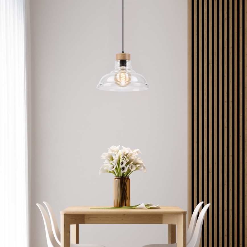 SINGLE függőlámpa kábellel, 1xE27/60W/230V, átm. 28 cm, tölgy