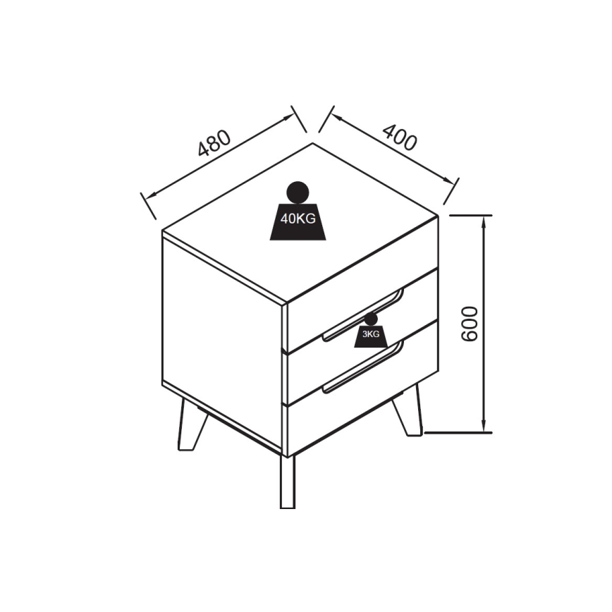 SINIRA fehér éjjeliszekrény