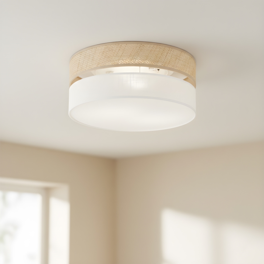 SIRJA DOUBLE BOHO mennyezeti lámpa 2xE14/15W/230V Ø 35 cm bézs/fehér