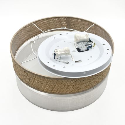 SIRJA DOUBLE BOHO mennyezeti lámpa 2xE14/15W/230V Ø 35 cm bézs/fehér