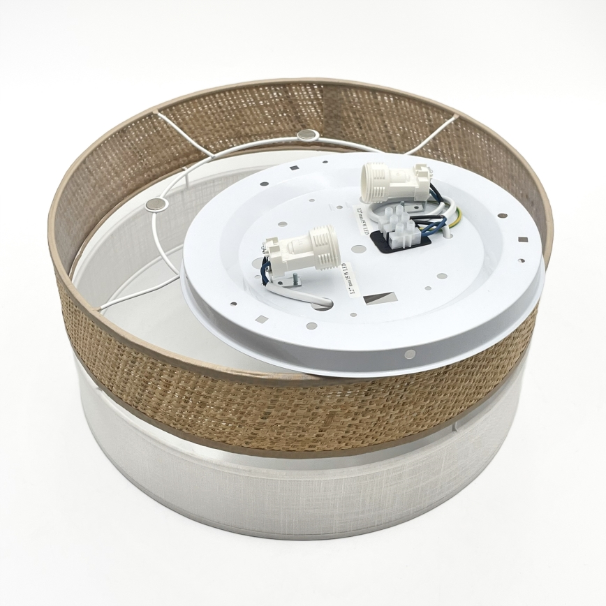 SIRJA DOUBLE BOHO mennyezeti lámpa 2xE14/15W/230V Ø 35 cm bézs/fehér