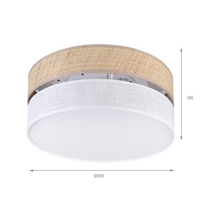 SIRJA DOUBLE BOHO mennyezeti lámpa 2xE14/15W/230V Ø 35 cm bézs/fehér