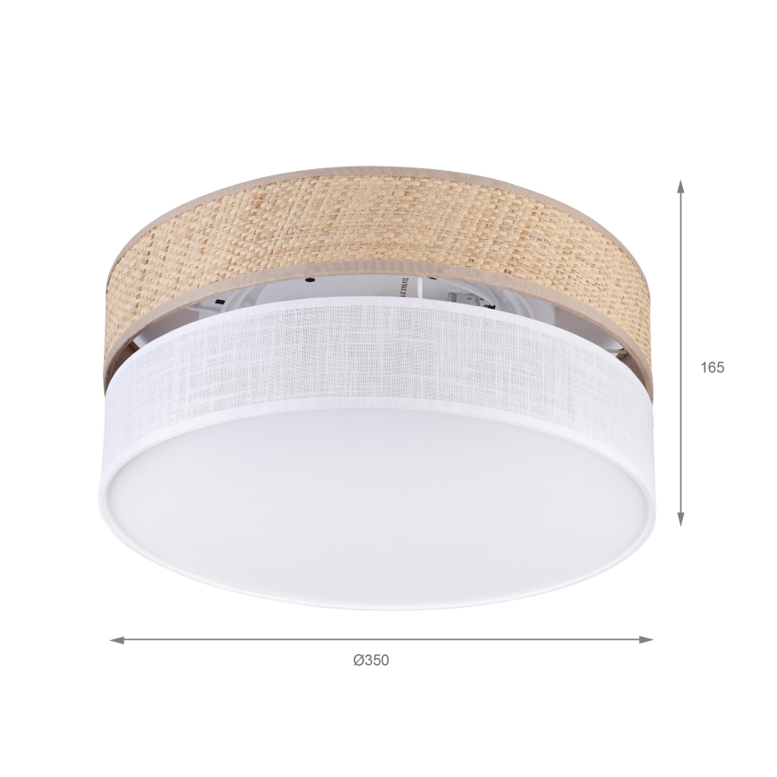 SIRJA DOUBLE BOHO mennyezeti lámpa 2xE14/15W/230V Ø 35 cm bézs/fehér