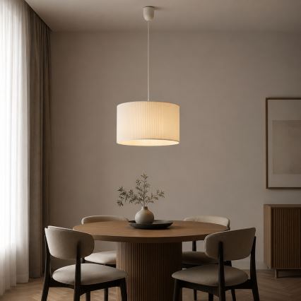 SIRJA PLISADO kábeles csillár, 1xE27/15W/230V, átmérő 35 cm, krémszínű