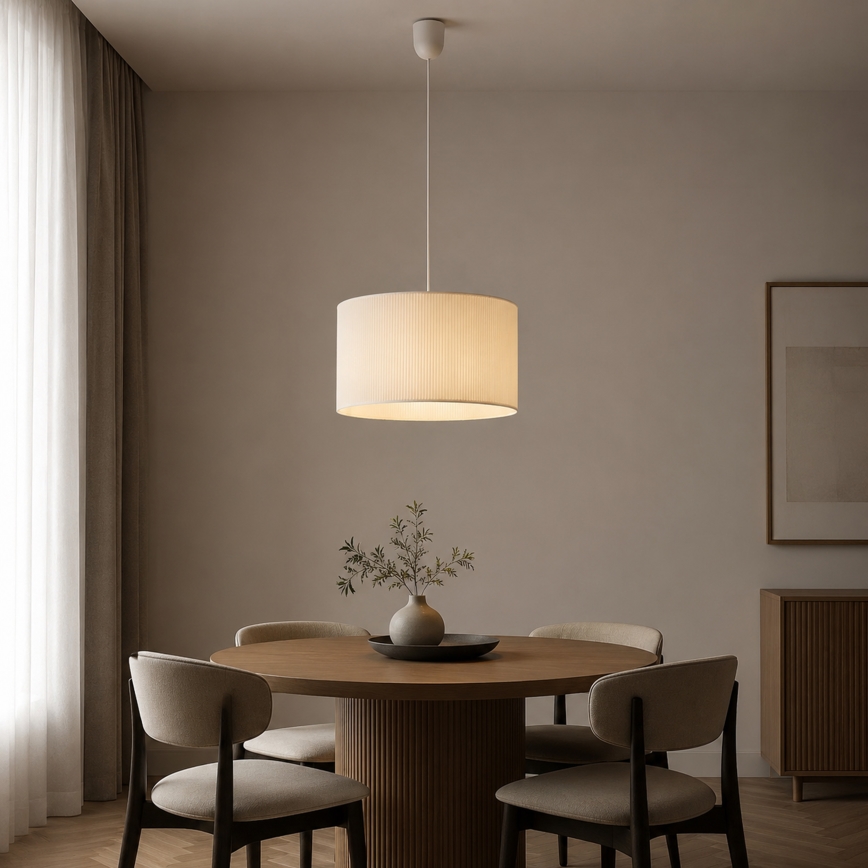 SIRJA PLISADO kábeles csillár, 1xE27/15W/230V, átmérő 35 cm, krémszínű